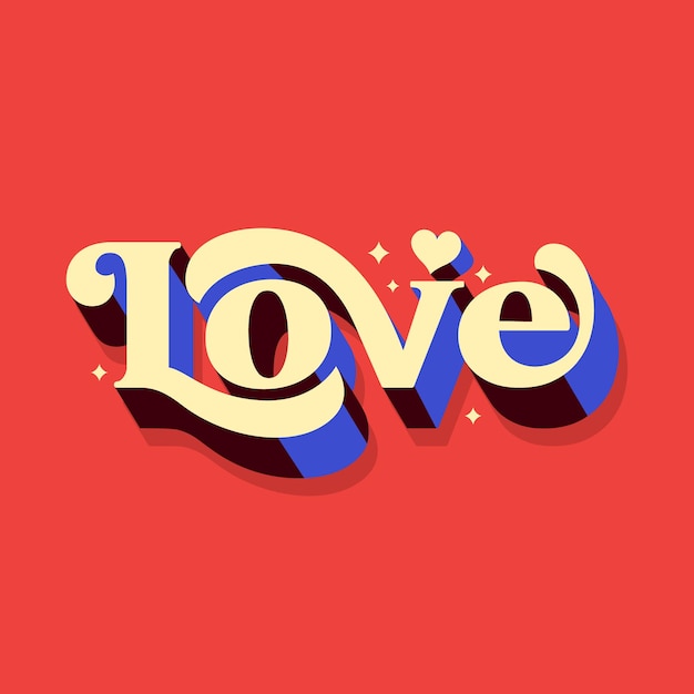 3d love text in retro style typography vector illustration trendy typography vector illustration