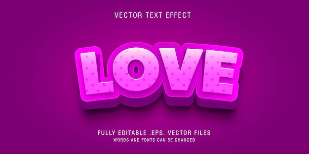 Vector 3d love text style effect editable