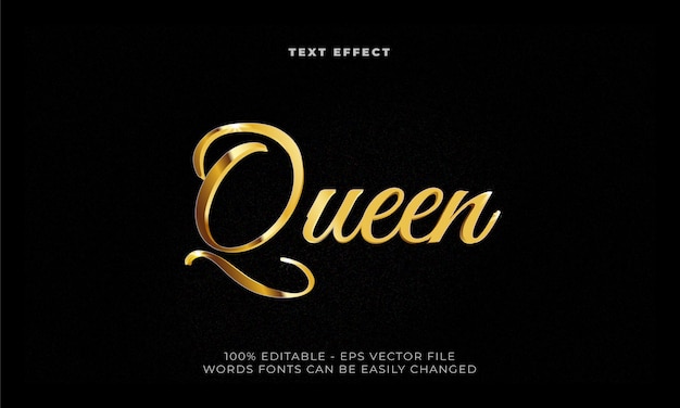 Вектор 3d роскошный текстовый эффект королевы