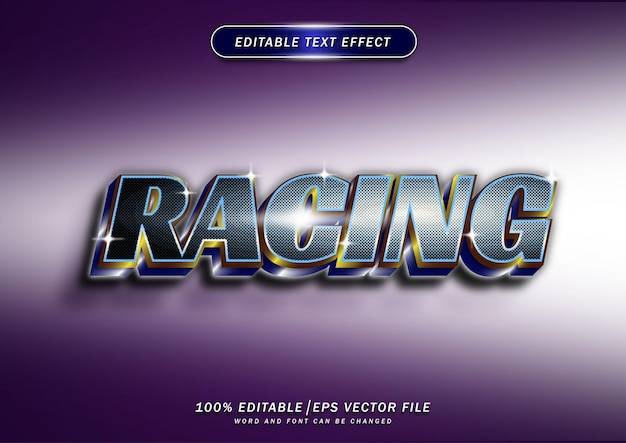 Редактируемый текстовый эффект 3d Luxury Racing