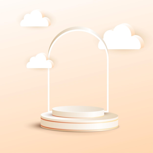 3d luxury podium with frame and cloud