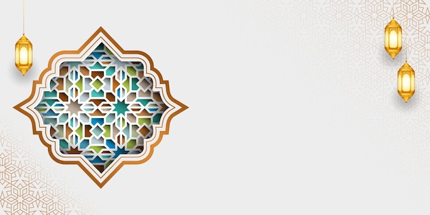 3d роскошная Рамадан Карим исламская арабская поздравительная открытка Ид Мубарак горизонтальный баннер фон