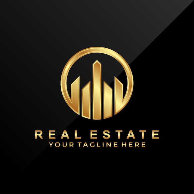 3d luxury real estate logo design template.