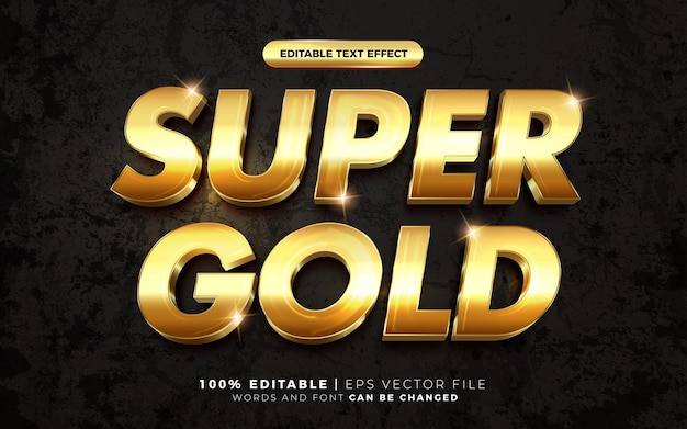 Vector 3d luxury super gold sparkle text style effect template editable text effect