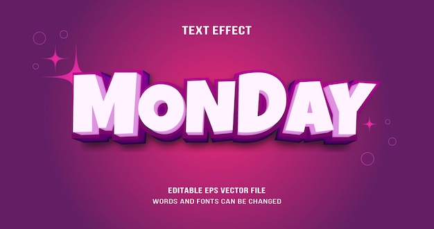 Vector 3d maandag tekst effect