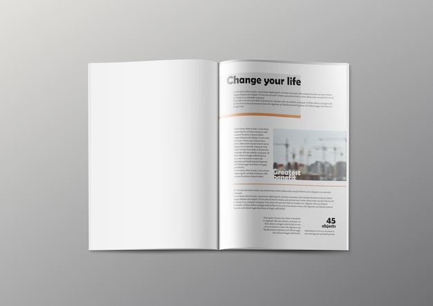 Vector 3d magazine design concept clean white page