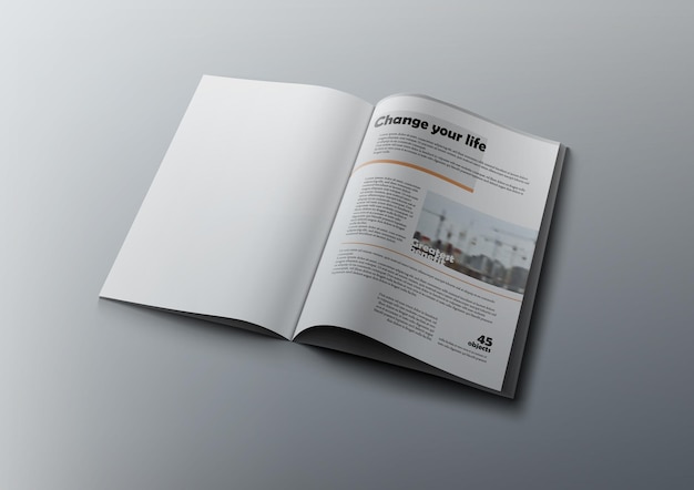 3D Magazine Design Concept Clean White Page