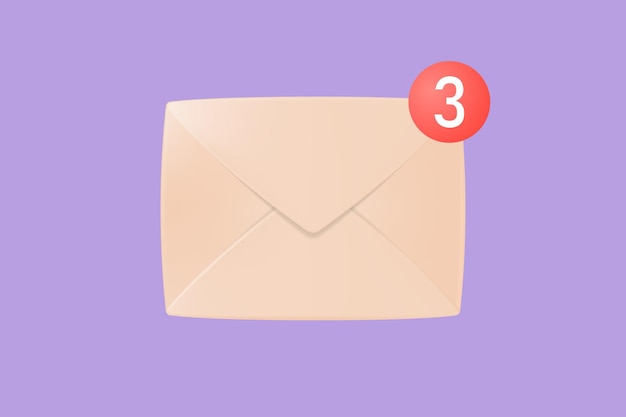 3d-mailenvelop met rode markering drie bericht e-mailmelding levering van berichten sms 3d vectorillustratie
