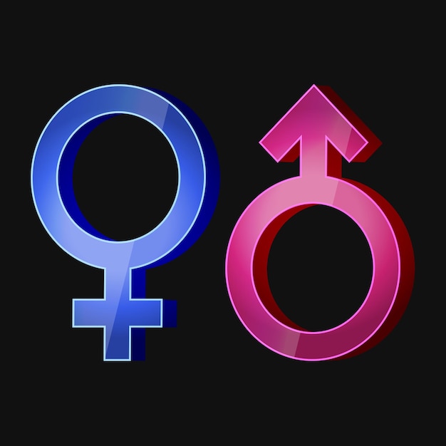 3d male and female symbols of gender