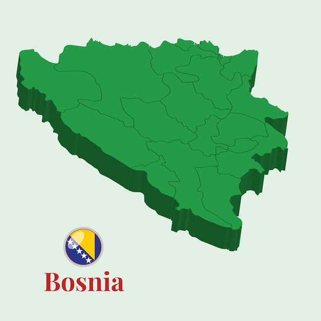 Mappa 3d dell'illustrazione di vettore della bosnia fotografie stock disegni