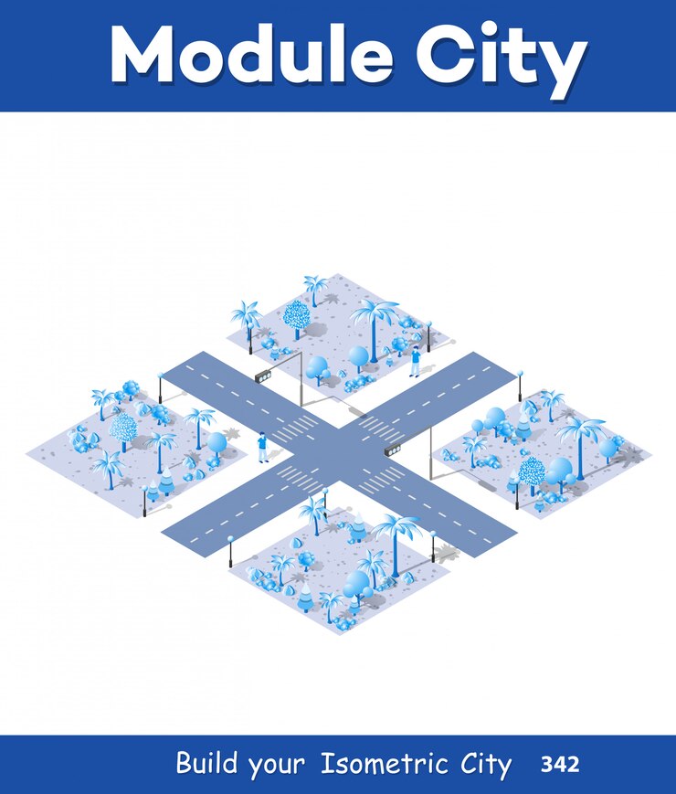 Vector 3d map of city on white