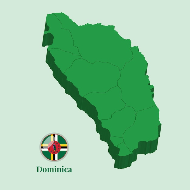 3D Map of Dominica Vector illustration Stock Photos Designs