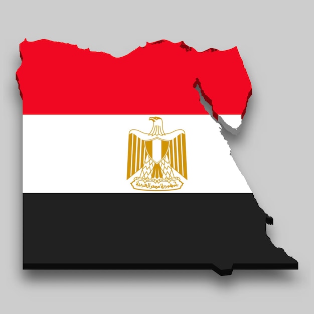 3d Map of Egypt with national flag.