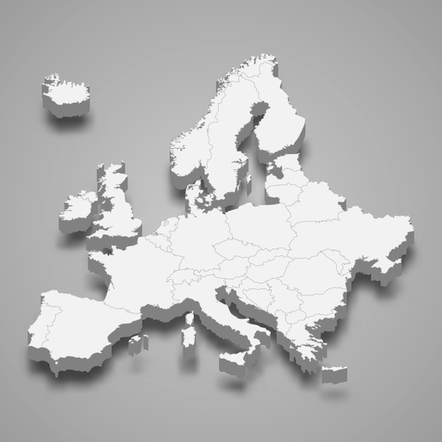 Vettore mappa 3d dell'europa