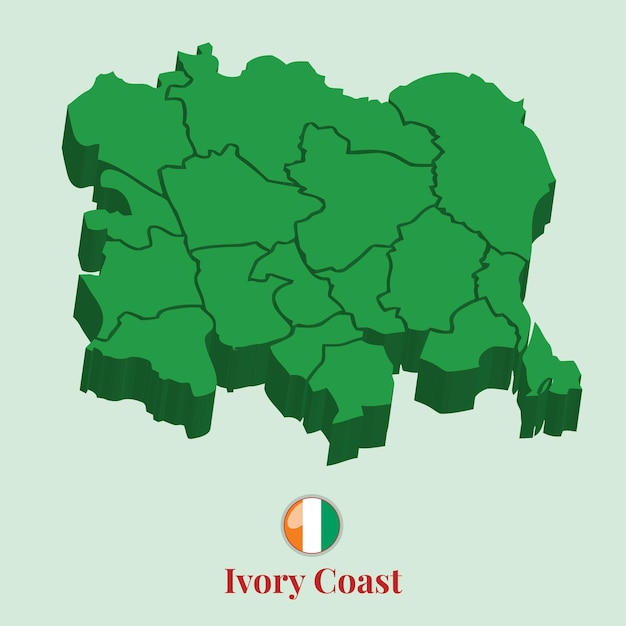 3D Map of Ivory Coast Vector illustration Stock Photos Designs