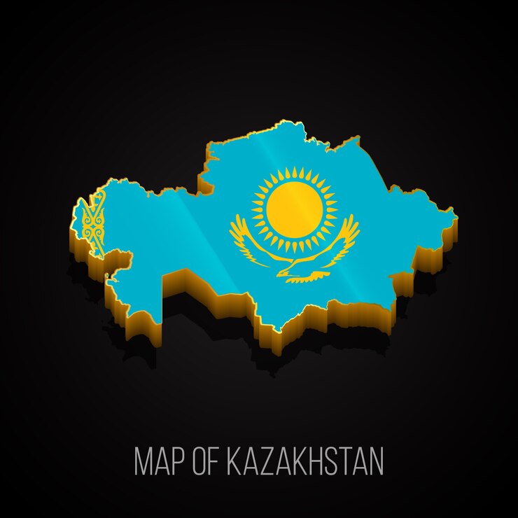 Вектор 3d карта казахстана