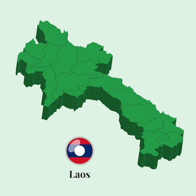 3D Map of Laos Vector illustration Stock Photos Designs