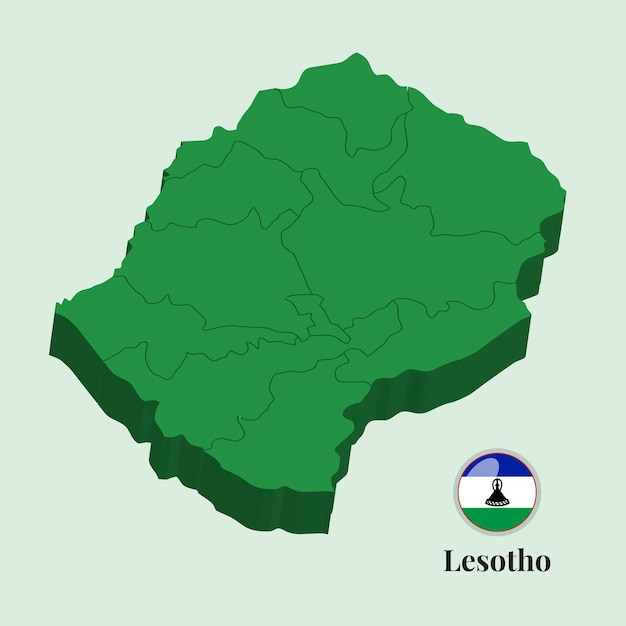 3D Map of Lesotho Vector illustration Stock Photos Designs