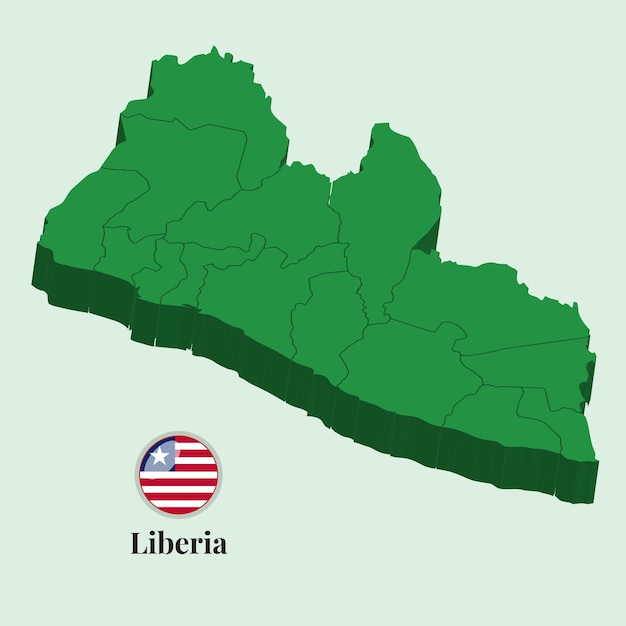 3D Map of Liberia Vector illustration Stock Photos Designs