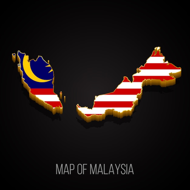 Vector 3d map of malaysia