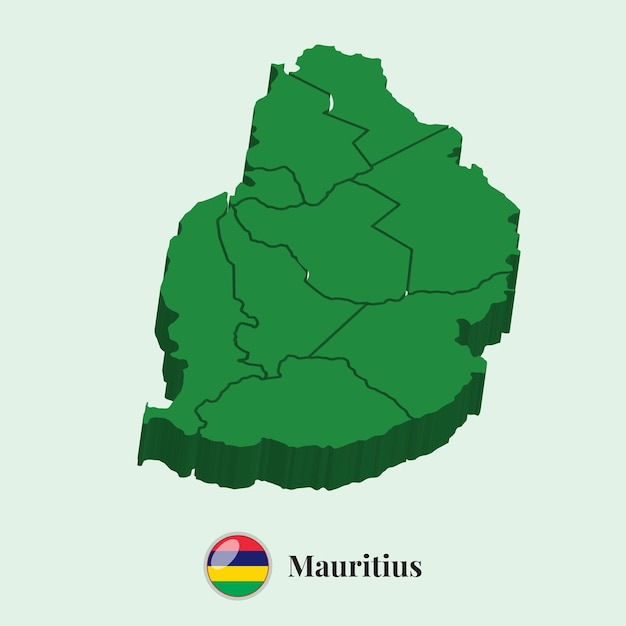 3D Map of Mauritius Vector illustration Stock Photos Designs