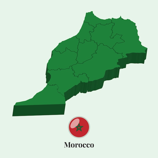 モロッコの3D地図ベクトルイラストストックフォトデザイン
