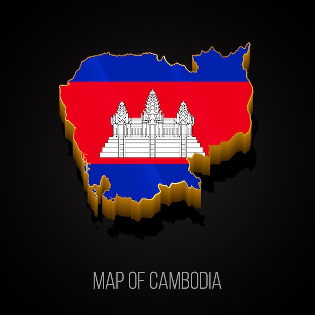 Вектор 3d карта камбоджи