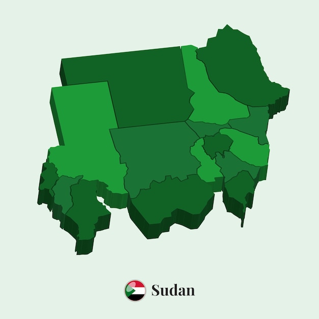 スーダンベクトルストックフォトデザインの3dマップ
