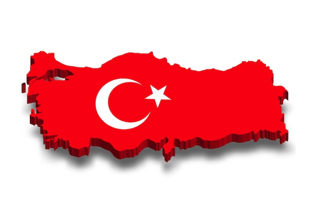 3d map of Turkey with flag