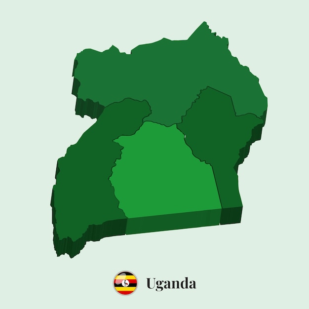 Vettore mappa 3d del vettore dell'uganda fotografie stock disegni