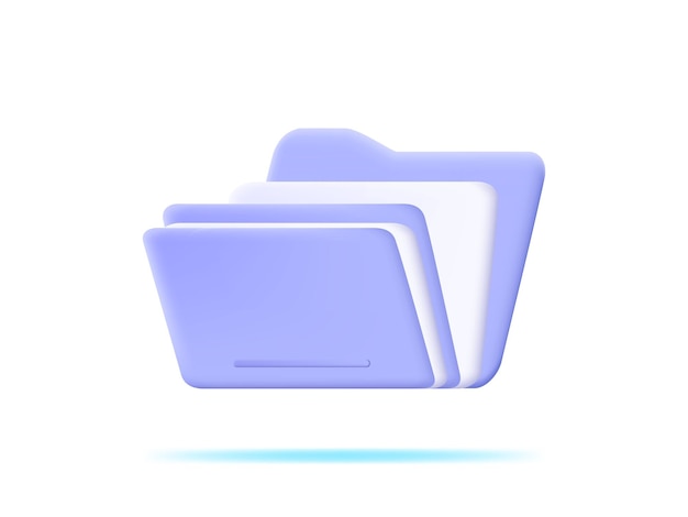 3D-map voor beheerbestand 3D-document cartoonstijl minimale map met bestandspictogram