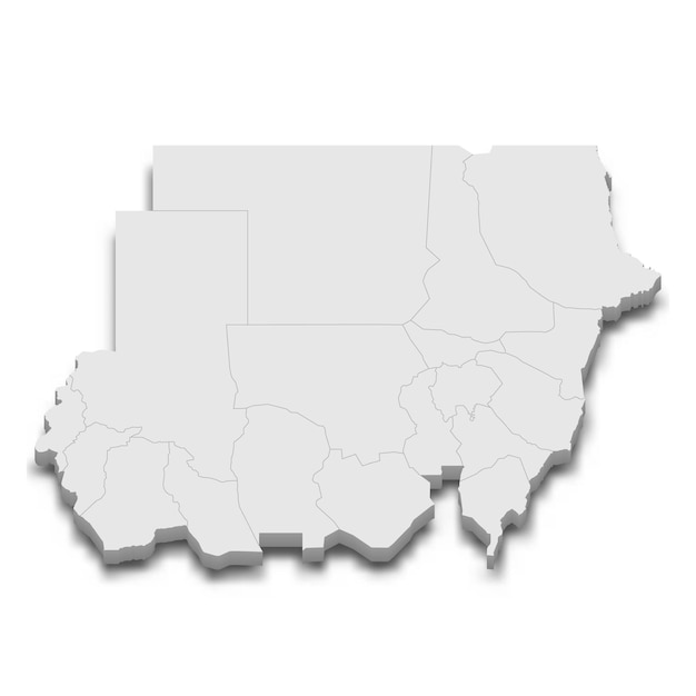 Вектор 3d карта с границами регионов