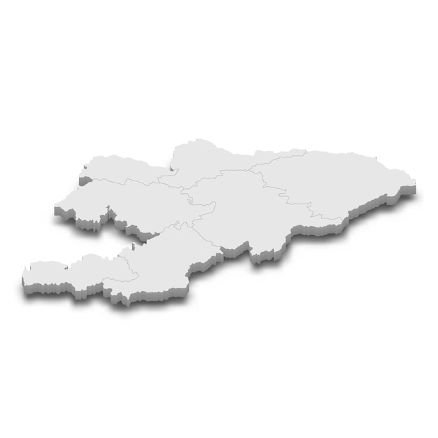 Vector 3d map with borders of regions