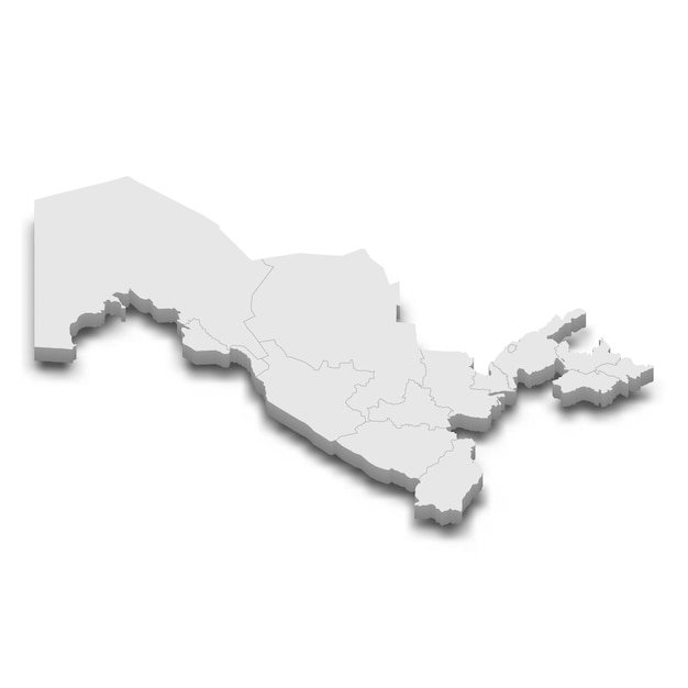 3d map with borders of regions