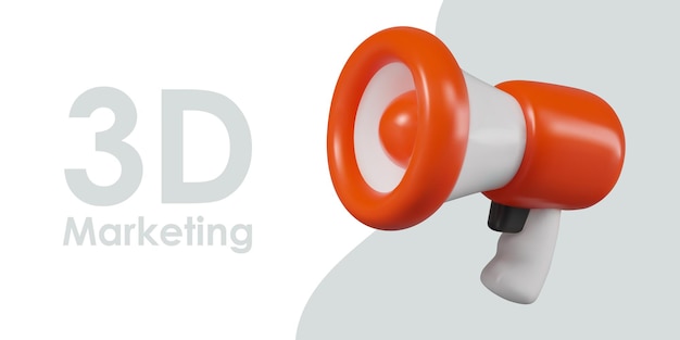 3d marketing concept red megaphone symbol of commercial announcement