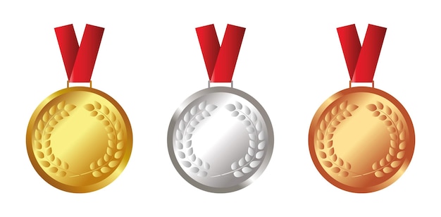 3d medal icon set.gold, silver, bronze. vector illustrtion