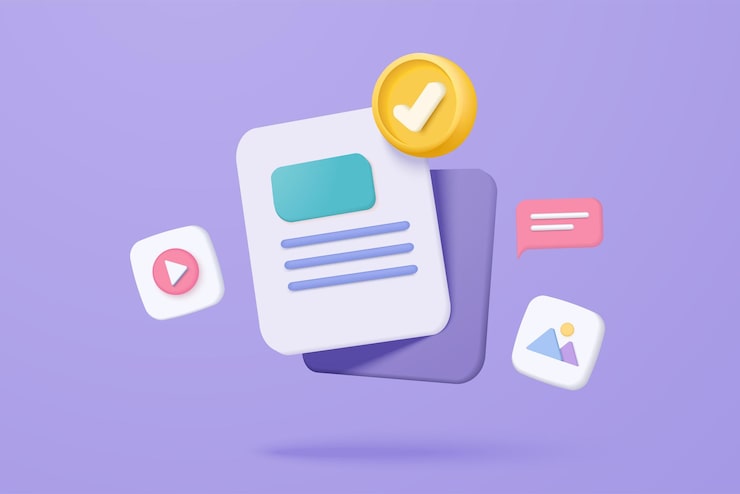 Vector 3d media data with video and photo gallery library searching image and video files in database document management soft document form compound docs concept 3d file icon vector render illustration