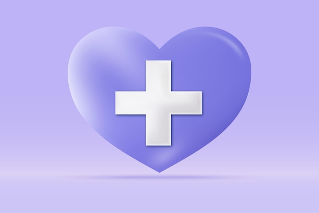 3d Medical emergency plus sign icon Isolated on light blue background Realistic love sign first aid and health care concept 3d vector rendering illustration