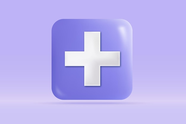 3d medical emergency plus sign icon isolated on light blue background realistic rectangle first aid and health care concept 3d vector rendering illustration