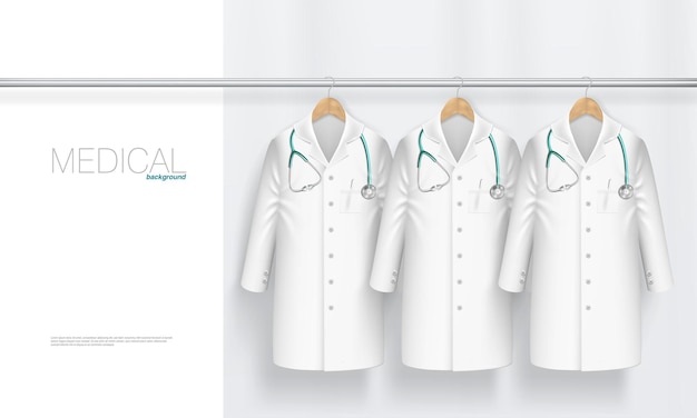 3d medical gown with stethoscope on hanger