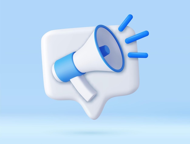 3D-megafoonluidspreker of luidspreker bullhorn voor het aankondigen van promotie Marketing tijdconcept sociale media marketing symboolconcept 3D-rendering Vector illustratie