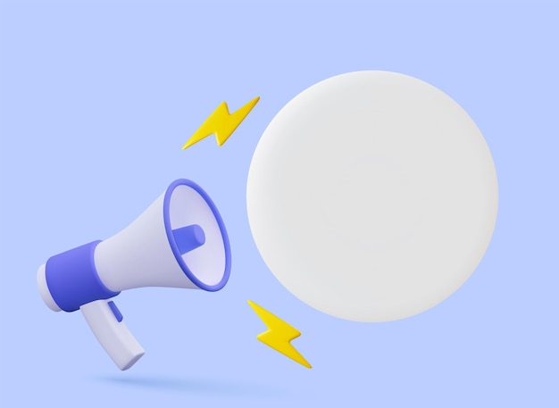 3d megaphone loudspeaker with speech bubble