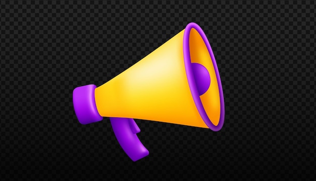 3d megaphone speaker icon Colored vector megaphone icon isolated on dark background