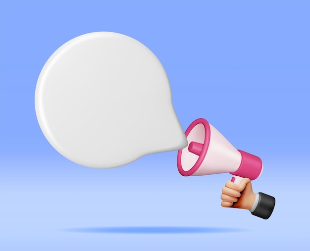 3D Megaphone with Blank Bubble Chat