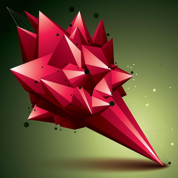 Vector 3d mesh eigentijdse stijl abstract object, heldere origami futuristische vorm met lijnen mesh.