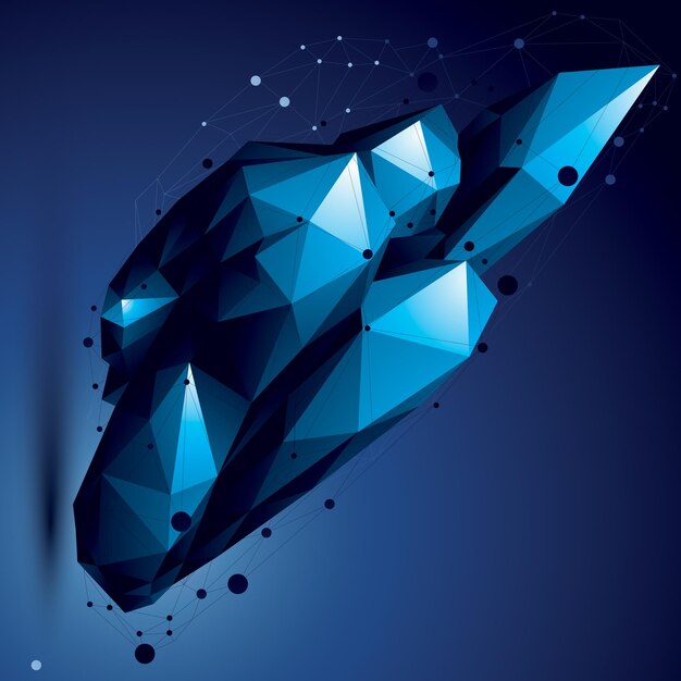 3D mesh eigentijdse stijl abstract object, origami futuristische vorm met lijnen mesh.