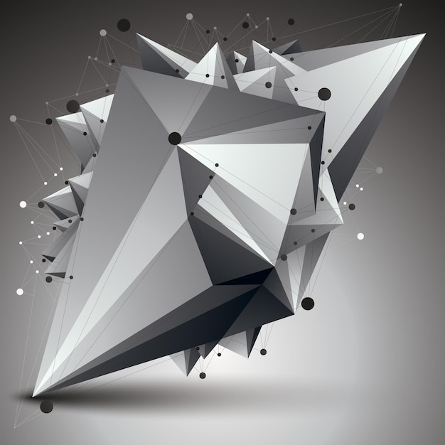 3D mesh moderne stijlvolle abstracte constructie, origami facet object opgebouwd uit verschillende geometrische delen.