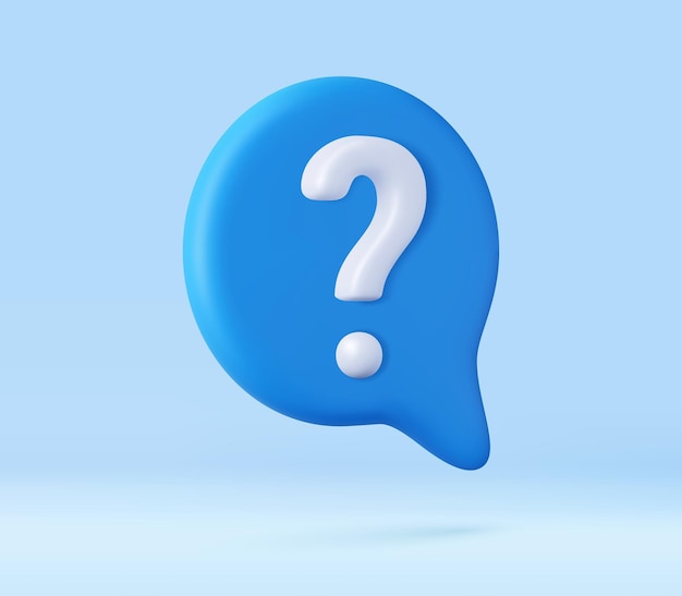 3d message box with question mark icon speech bubbles with a question mark faq support help concept 3d rendering vector illustration