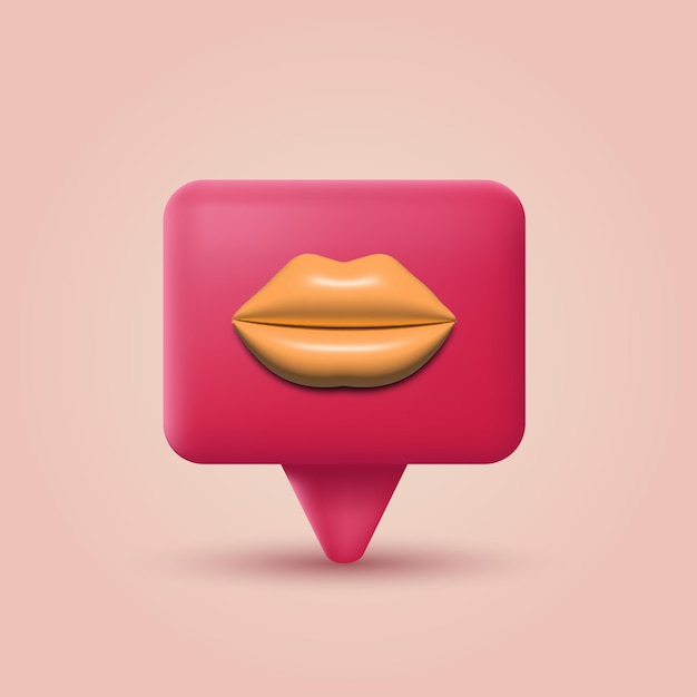 3d message bubble with lips Vector