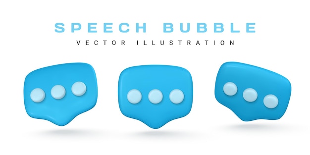 3d message notification icon Cute minimal speech bubble with dots Vector illustration